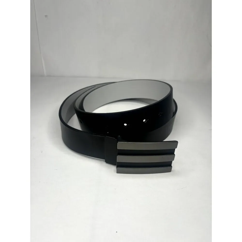 Adidas Three Line Men's Black Leather Removable Belt NWOT